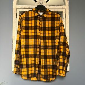 Amazon Essentials Plaid Flannel Button Down - Yellow - Medium